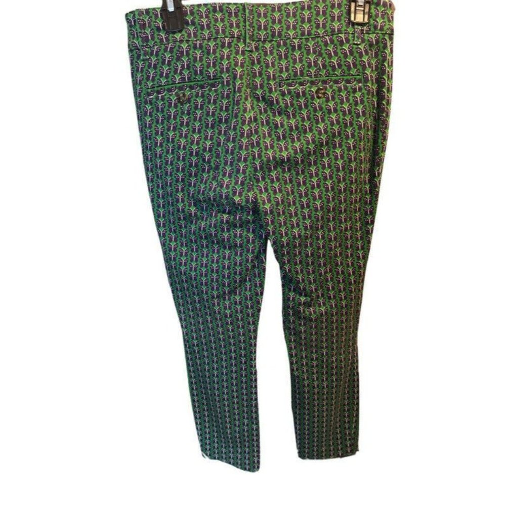 By Anthropologie blue green butterfly print slim career office chino pants 6 - Picture 2 of 4